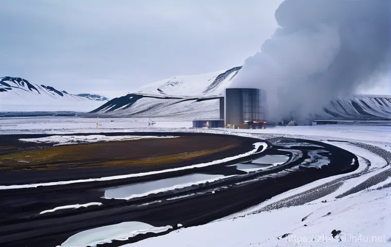 아이슬란드 환경 보호 정책 - **Prompt 1: Geothermal Power in Icy Landscapes**
    A wide-angle, photorealistic shot of a clean, m...