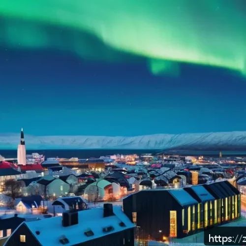 아이슬란드 부동산 시장 현황 - A panoramic view of Reykjavik cityscape during early evening, showcasing modern residential building...